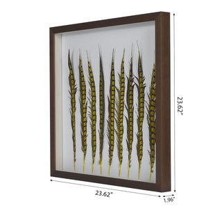 Golden Pheasant Feather Shadow Box Wall Art Décor