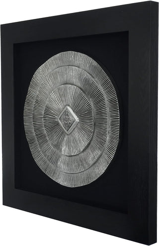 Abstract Silver Medallion Handmade Shadow Box Wall Décor