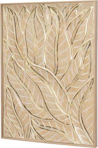 Golden Leaves Pine Wood Carving Handmade Wall Art Home Décor