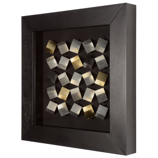 Golden & Silver Cubes Geometric Handmade Shadow Box Wall Décor