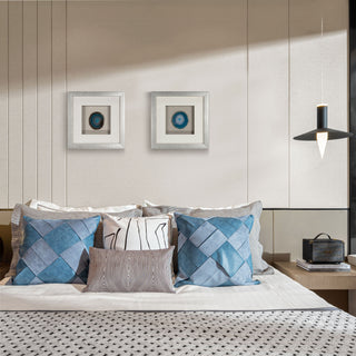 Blue Agate Slice Handmade Shadow Box Wall Décor Set of 2