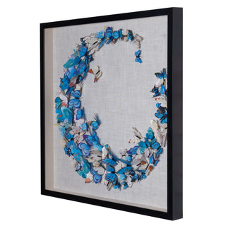 Blue Butterfly Crescent Shadow Box Wall Decor