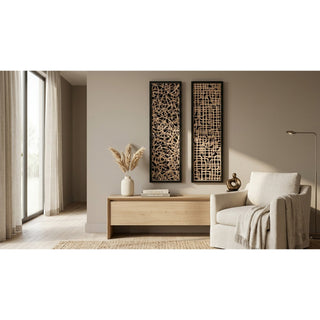 Dimensional wall decor displayed in an intentional home interior