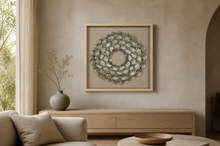 Abalone Shell Rings wall decor displayed in a refined natural interior