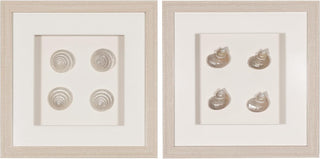 Handmade Pearlescent Sea Shell Shadow Box Wall Decor Wall Art Set of 2