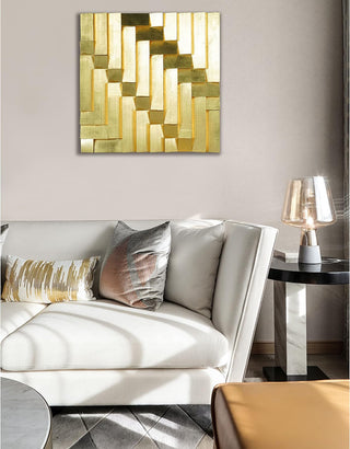 Abstract Golden Pine Wood Wall Art Décor