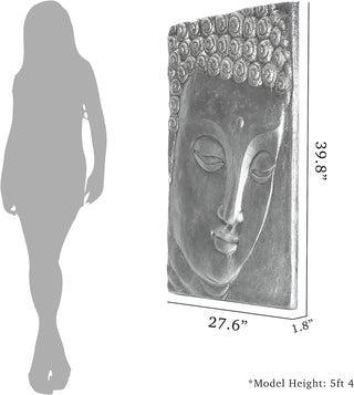 Oversized Silver Buddha Plaque Wall Art Home Décor