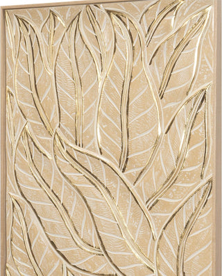 Golden Leaves Pine Wood Carving Handmade Wall Art Home Décor