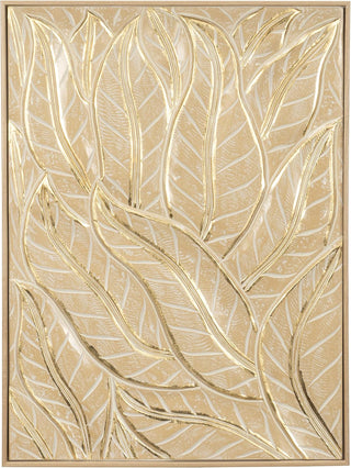 Golden Leaves Pine Wood Carving Handmade Wall Art Home Décor