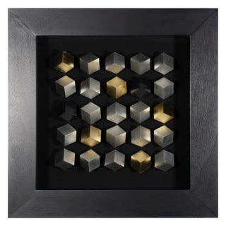 Golden & Silver Cubes Geometric Handmade Shadow Box Wall Décor