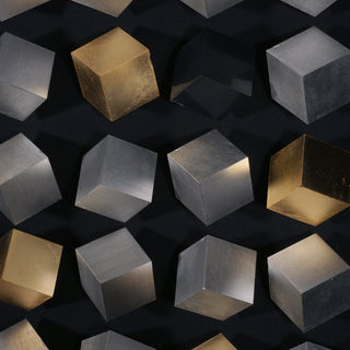 Golden & Silver Cubes Geometric Handmade Shadow Box Wall Décor