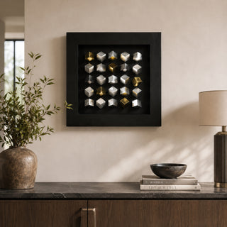 Golden & Silver Cubes Geometric Handmade Shadow Box Wall Décor
