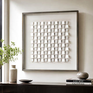 White Abstract Geometry Shadow Box Wall Art
