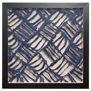 Abstract Handmade Blue Paper Mache Shadow Box Wall Décor