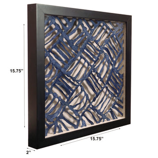 Abstract Handmade Blue Paper Mache Shadow Box Wall Décor