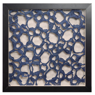 Abstract Handmade Blue Paper Mache Shadow Box Wall Décor