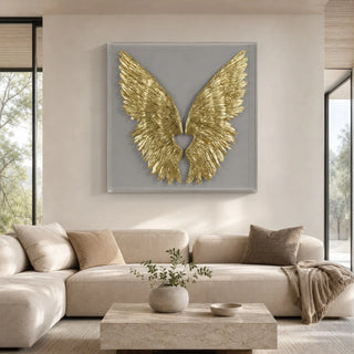 Gold Wings Acrylic Shadow Box Wall Decor