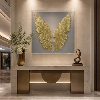 Gold Wings Acrylic Shadow Box Wall Decor