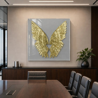 Gold Wings Acrylic Shadow Box Wall Decor