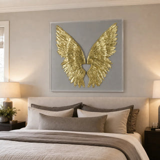 Gold Wings Acrylic Shadow Box Wall Decor