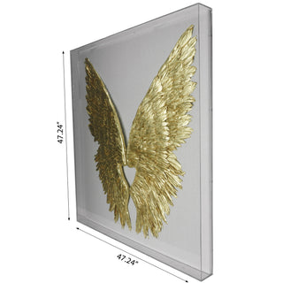 Gold Wings Acrylic Shadow Box Wall Decor
