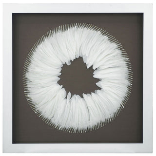White Feather Wreath Shadow Box Wall Decor