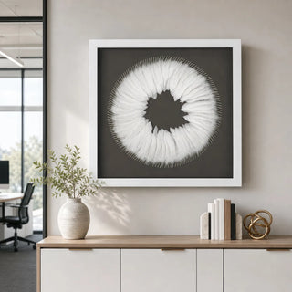 White Feather Wreath Shadow Box Wall Decor