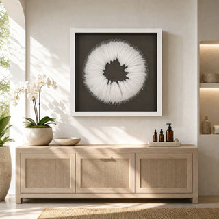White Feather Wreath Shadow Box Wall Decor