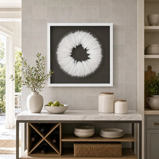 White Feather Wreath Shadow Box Wall Decor