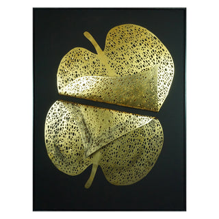 Golden Heart Leaves Shadow Box Wall Decor