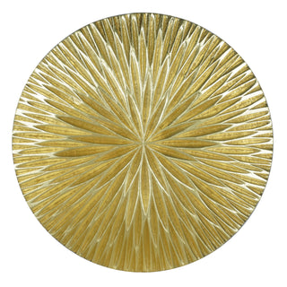 Golden Pine Wood Carving Plate Wall Decor