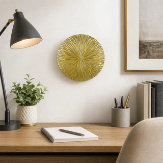 Golden Pine Wood Carving Plate Wall Decor