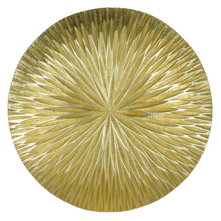 Golden Pine Wood Carving Plate Wall Decor