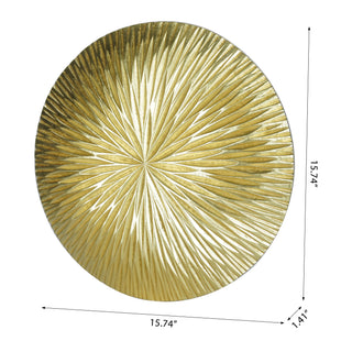 Golden Pine Wood Carving Plate Wall Decor