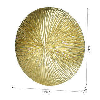 Golden Pine Wood Carving Plate Wall Decor