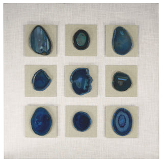 Handmade 9 Pieces Blue Agate Collections Wall Art Home Décor