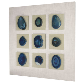 Handmade 9 Pieces Blue Agate Collections Wall Art Home Décor