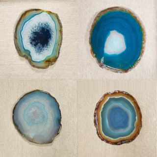 Blue Agate Slice Handmade Shadow Box Wall Décor Set of 2