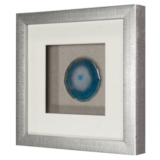 Blue Agate Slice Handmade Shadow Box Wall Décor Set of 2