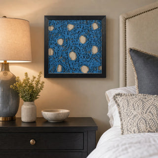 Blue Abstract Handmade Papier Mache Shadow Box Wall Art