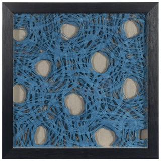 Blue Abstract Handmade Papier Mache Shadow Box Wall Art