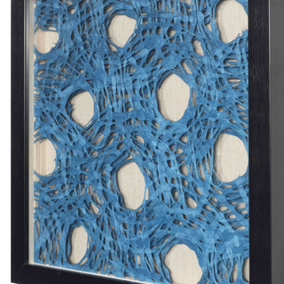 Blue Abstract Handmade Papier Mache Shadow Box Wall Art
