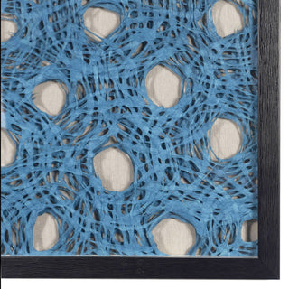 Blue Abstract Handmade Papier Mache Shadow Box Wall Art