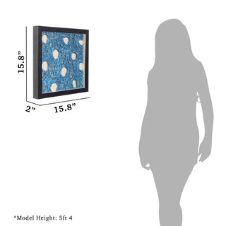 Blue Abstract Handmade Papier Mache Shadow Box Wall Art