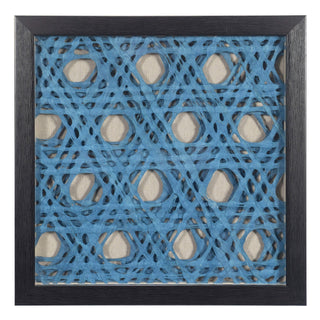 Blue Abstract Handmade Papier Mache Shadow Box Wall Art