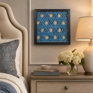 Blue Abstract Handmade Papier Mache Shadow Box Wall Art