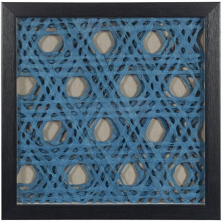 Blue Abstract Handmade Papier Mache Shadow Box Wall Art
