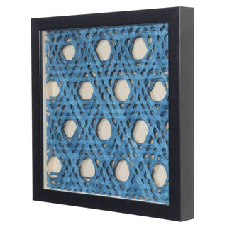 Blue Abstract Handmade Papier Mache Shadow Box Wall Art