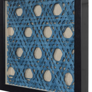Blue Abstract Handmade Papier Mache Shadow Box Wall Art