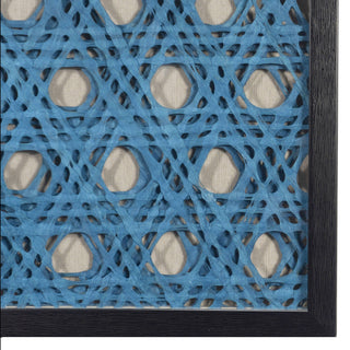 Blue Abstract Handmade Papier Mache Shadow Box Wall Art